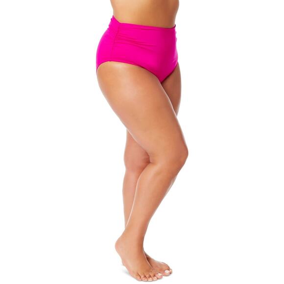 Anne Cole Plus Size High-Waist Bikini Bottoms, Fucsia Size 18W 1056 - Picture 2 of 3